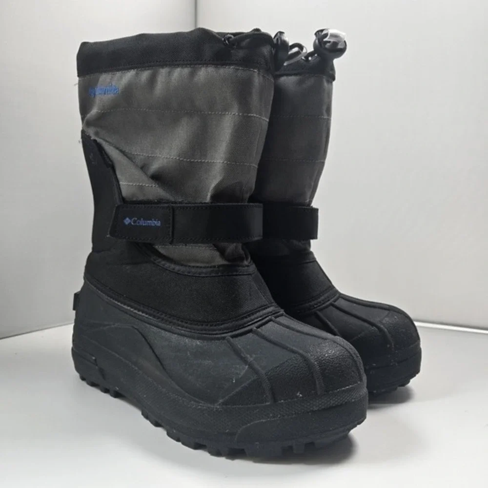 Columbia Boys Kids Toddler Powderbug Plus II Snow Boot Black Blue Size 2‎